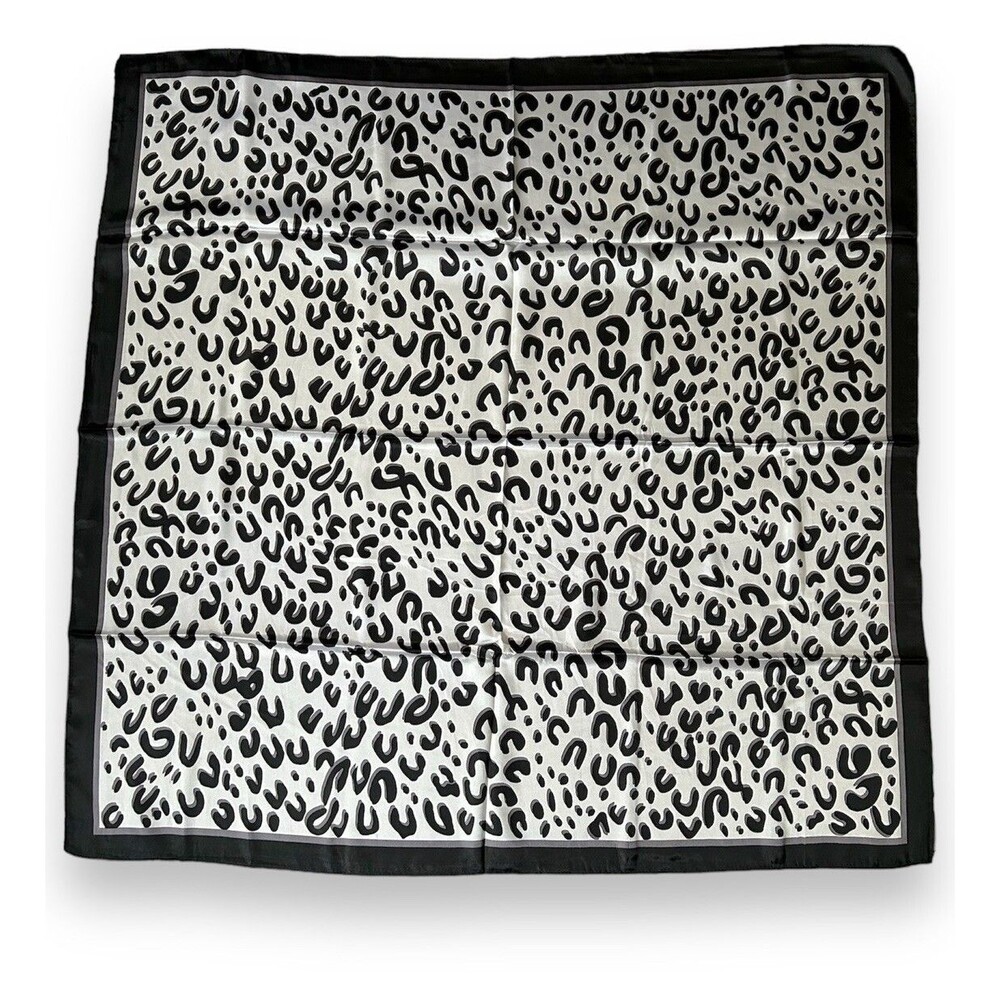 Black White Cheetah Scarf Unisex Headscarf Tied 35” X 35” Scarve